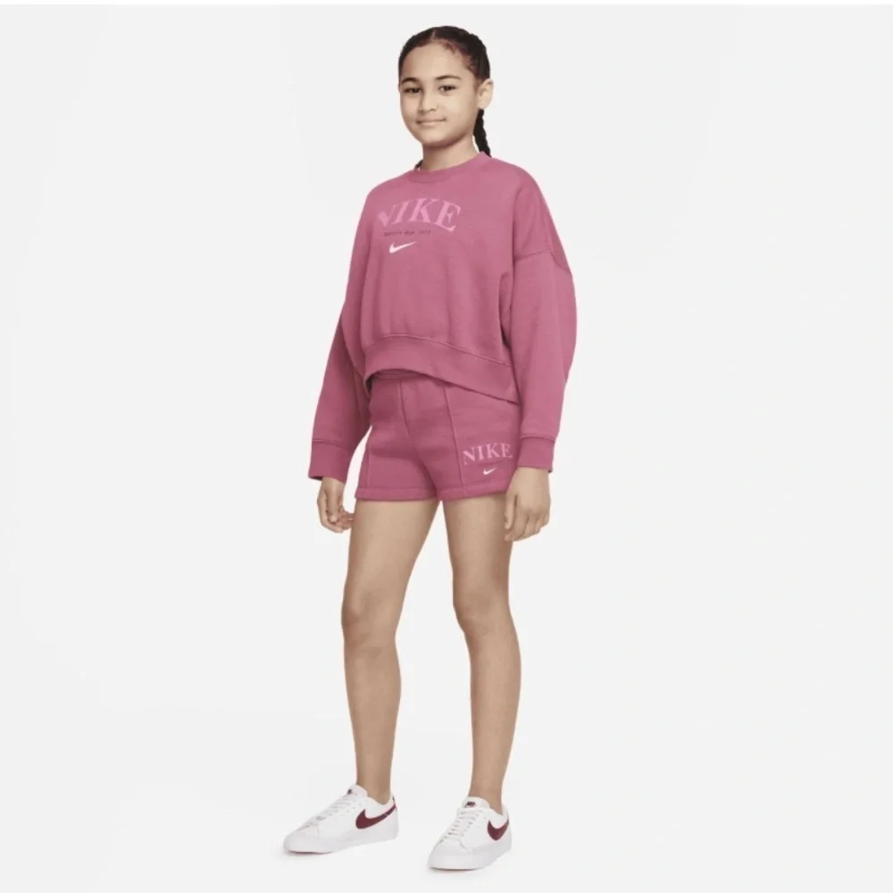 Nike Fleece Graphic Crew Athletic Pink Sweatshirt Girls Size XL Pullover